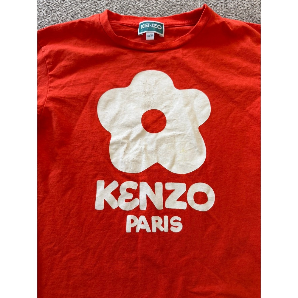 KENZO KIDS Girls Red Flower Designer Logo Basic Crewneck T-Shirt Sz 6A - Picture 3 of 7
